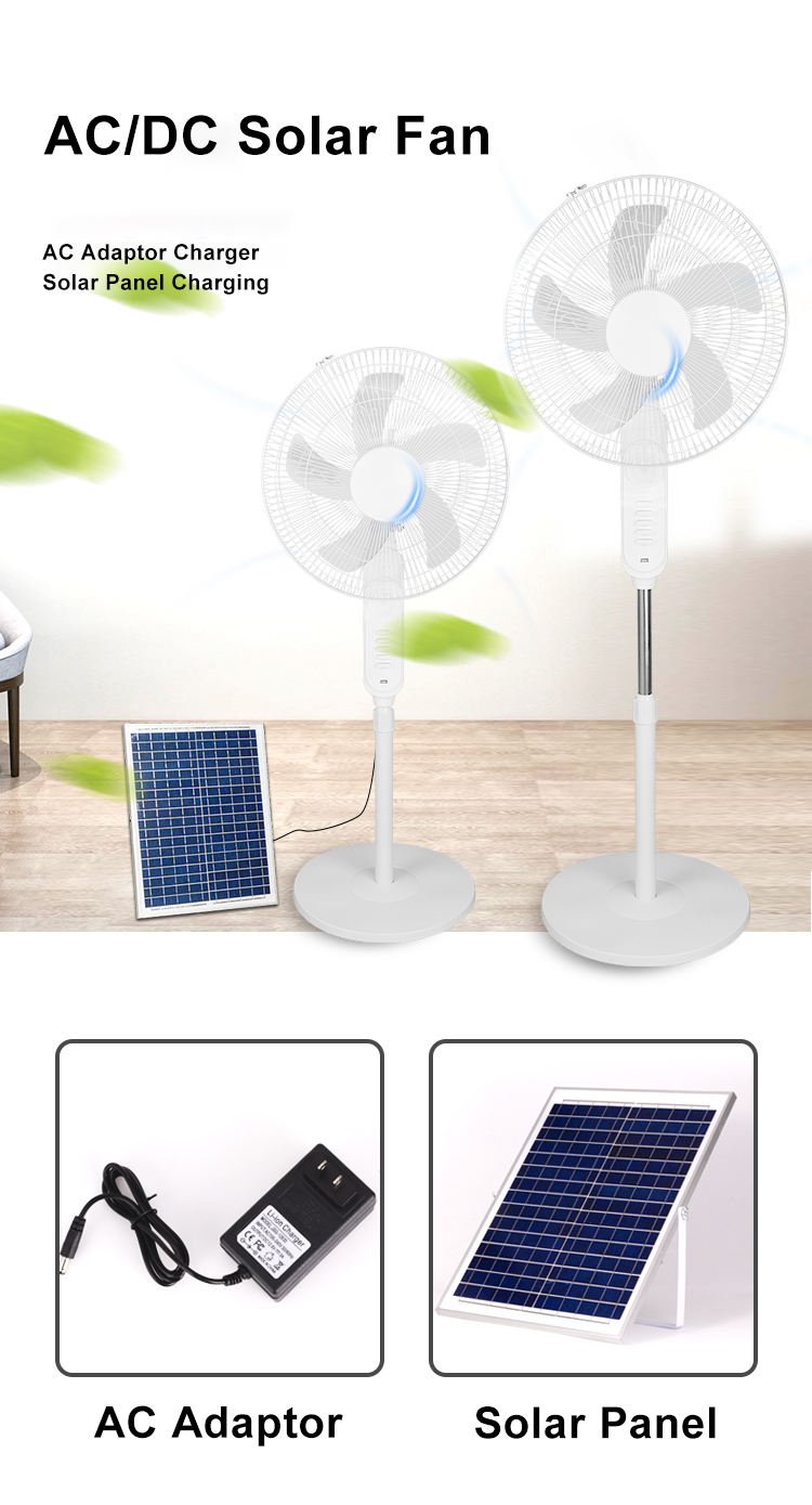 Portable Solar Stand Fan for Home and Outdoor Use with Remote Control and Solar Panel Single Wind Speed